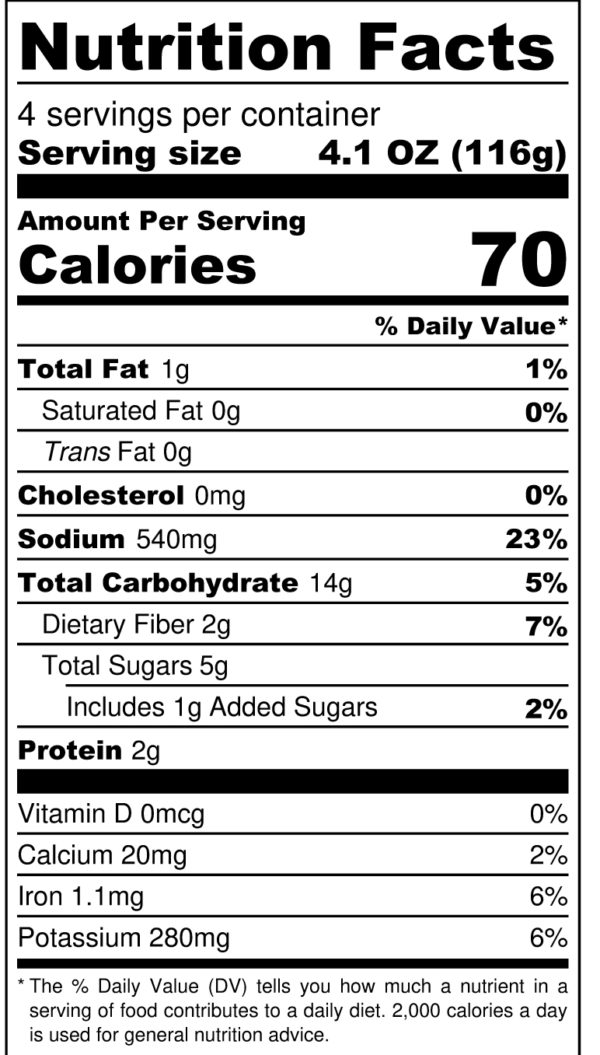 JD's Pineapple Morita Fixin's - Nutrition Label
