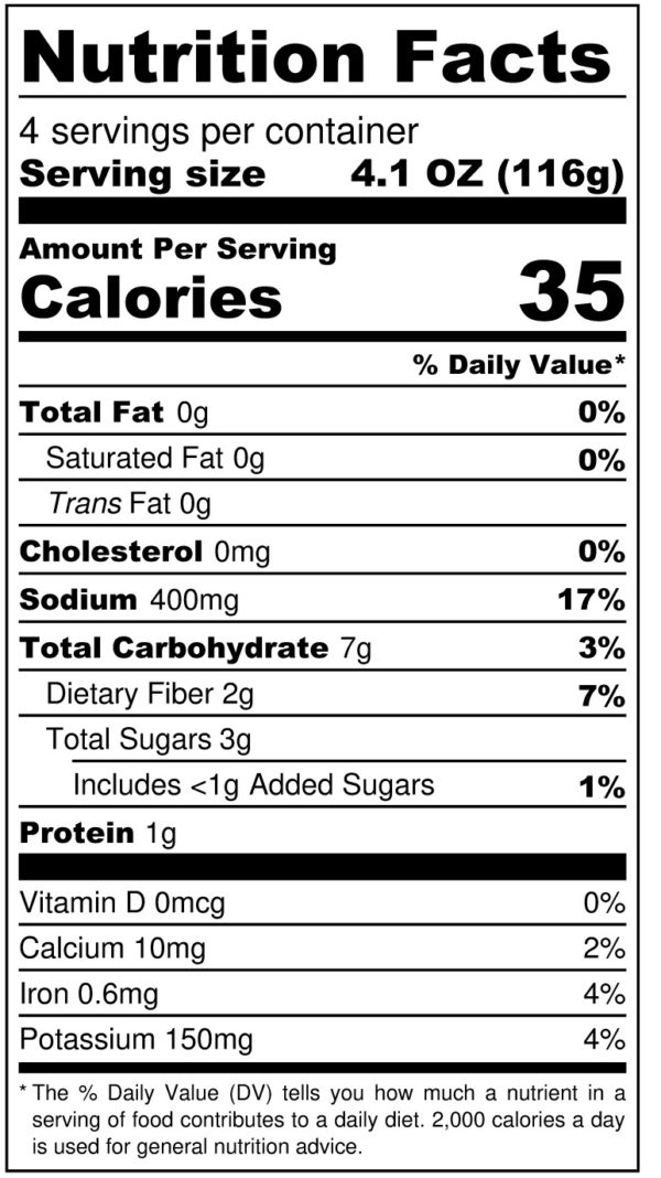 JD's Original Enchilada Sauce - Nutrition Label